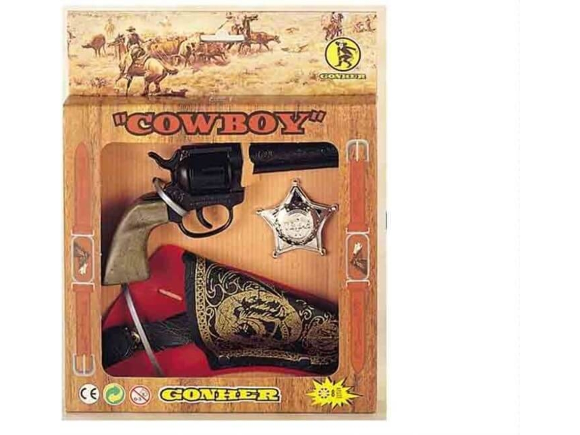 Brinquedo - Gonher - Pistola 8 Tiros - Preto - 21 X 27 Cm - Acessórios Inclusos