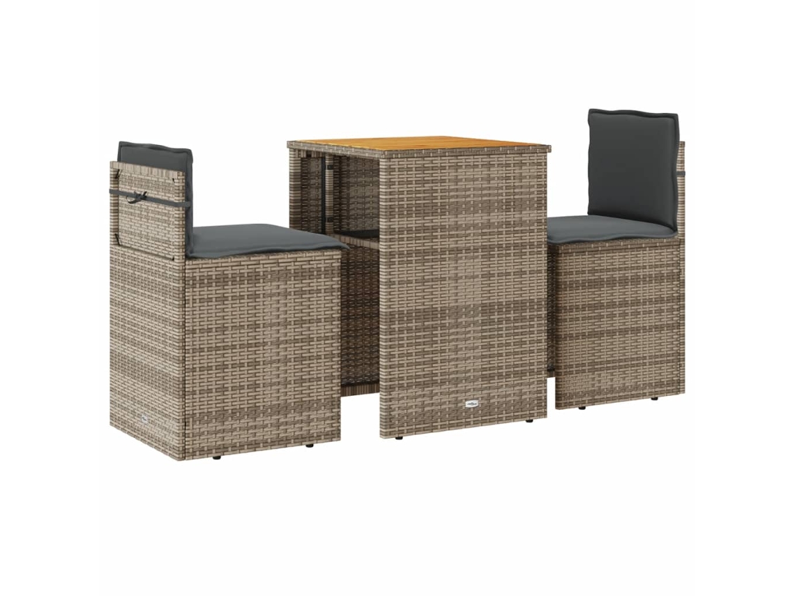 Pcs Conjunto Bistrô com Almofadões Vime Pe Cinza MAISON EXCLUSIVE