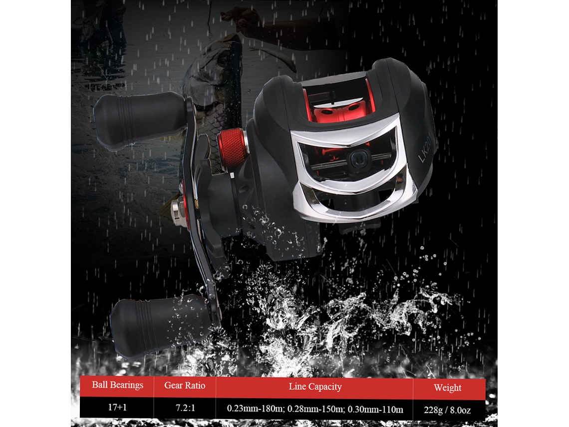 Molinete de Pesca Baitcast Alta Velocidade 7.2:1 17+1 Rodamentos Esquerda/Direita S/MARCA