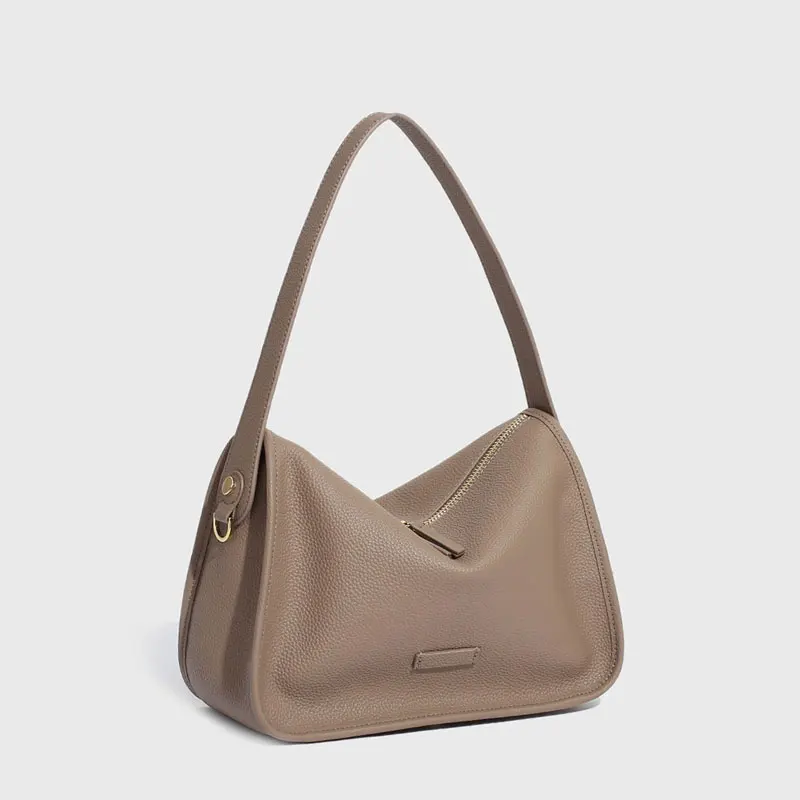 (7706-cinza Elefante) Nova Bolsa Feminina, Couro Genuíno Luxuoso, Grande Capacidade, 100% Couro Bovino