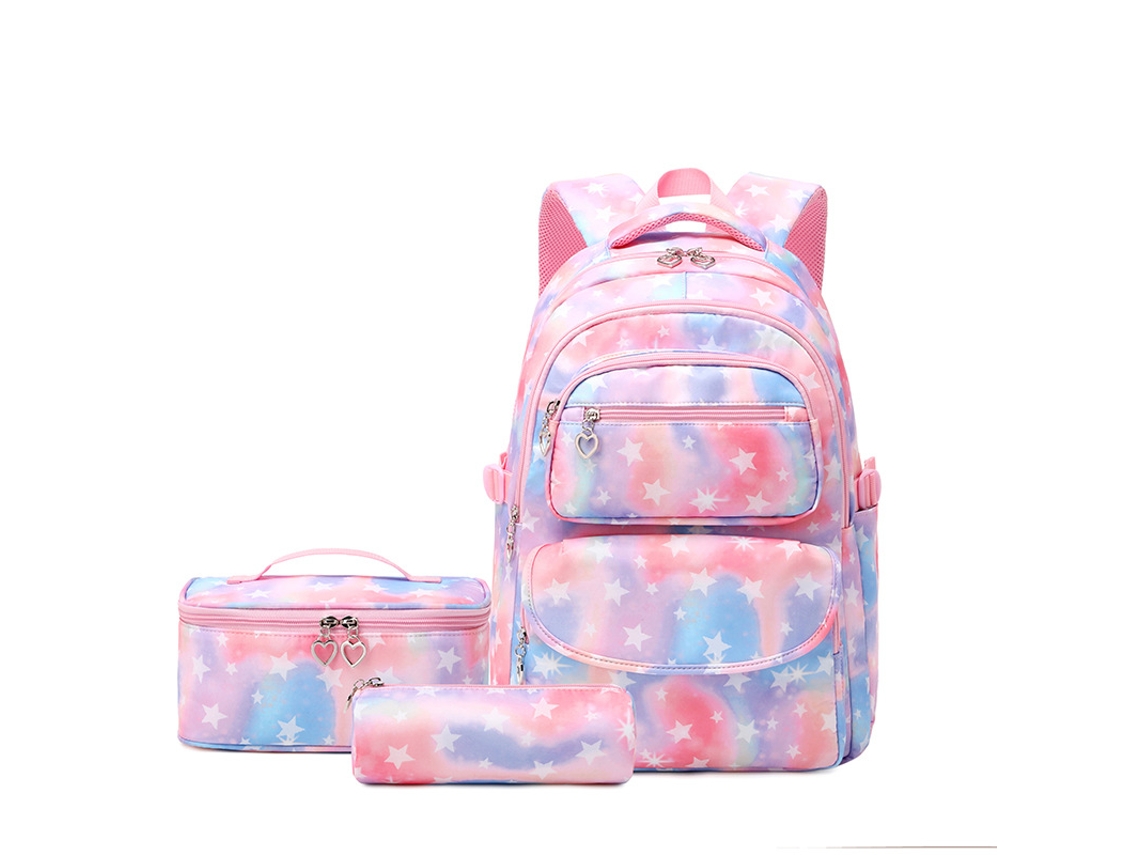 Mochila Impermeável De 3 Peças Com Estampa Estrelas Perfeita Para Escola, Trabalho E Viagens! Rosa Aquaforge