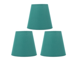 Conjunto de 3 Abajures de Tecido Moderno com Capa Anti poeira Verde Escura para Quarto