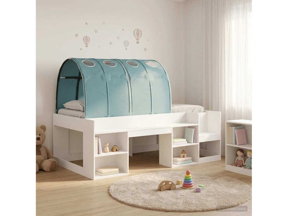Vidaxl Estrutura De Cama Com Túnel 3 Unid. Branco E Azul-claro