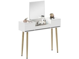 Toucador Melamina de Madeira, Metal e Vidro Cor Branco 105,5x30x130,5 cm Homcom