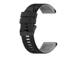 Pulseira De Relógio Silicone Garmin Fenix 5x Plus 26 Mm, Preta/ Cinza.