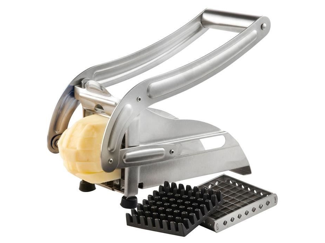 Cortador de batata frita com lâminas de corte intercambiáveis - para batatas fritas caseiras inglesas ou americanas - feito de aço inoxidável 304 de a