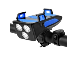 Suporte Multifuncional Para Celular De Bicicleta Com Buzina, Bateria Externa De 2000mah, 3 Modos De Luz E Suporte Usb (azul).