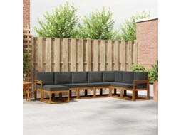 Vidaxl Conjunto De Sofás Para Exterior 8 Unid. Natural E Antracite