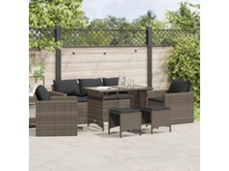 Vidaxl 6 Pcs Conjunto Sofás De Jardim Com Almofadões Vime Cinzento