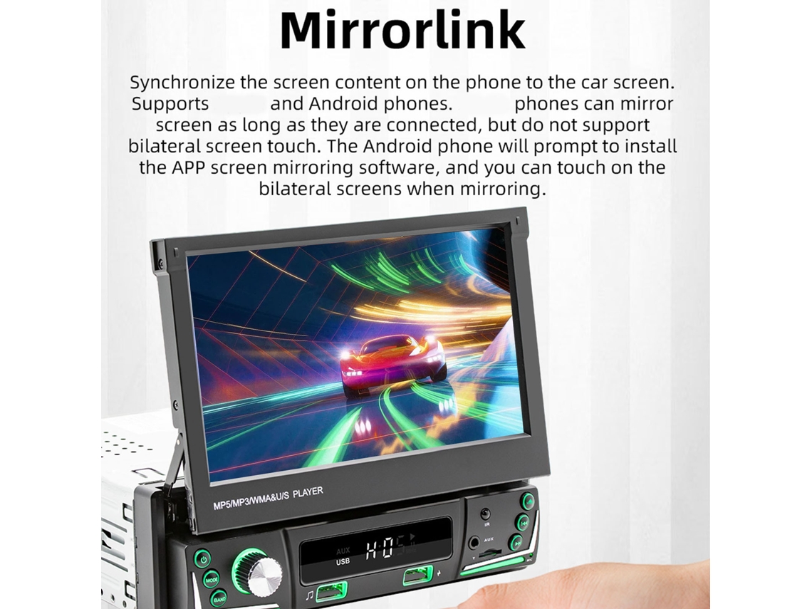 Reprodutor Multimedia Carro Bluetooth 7 Polegadas Tela Touch Hd Câmera Ré 12 Led