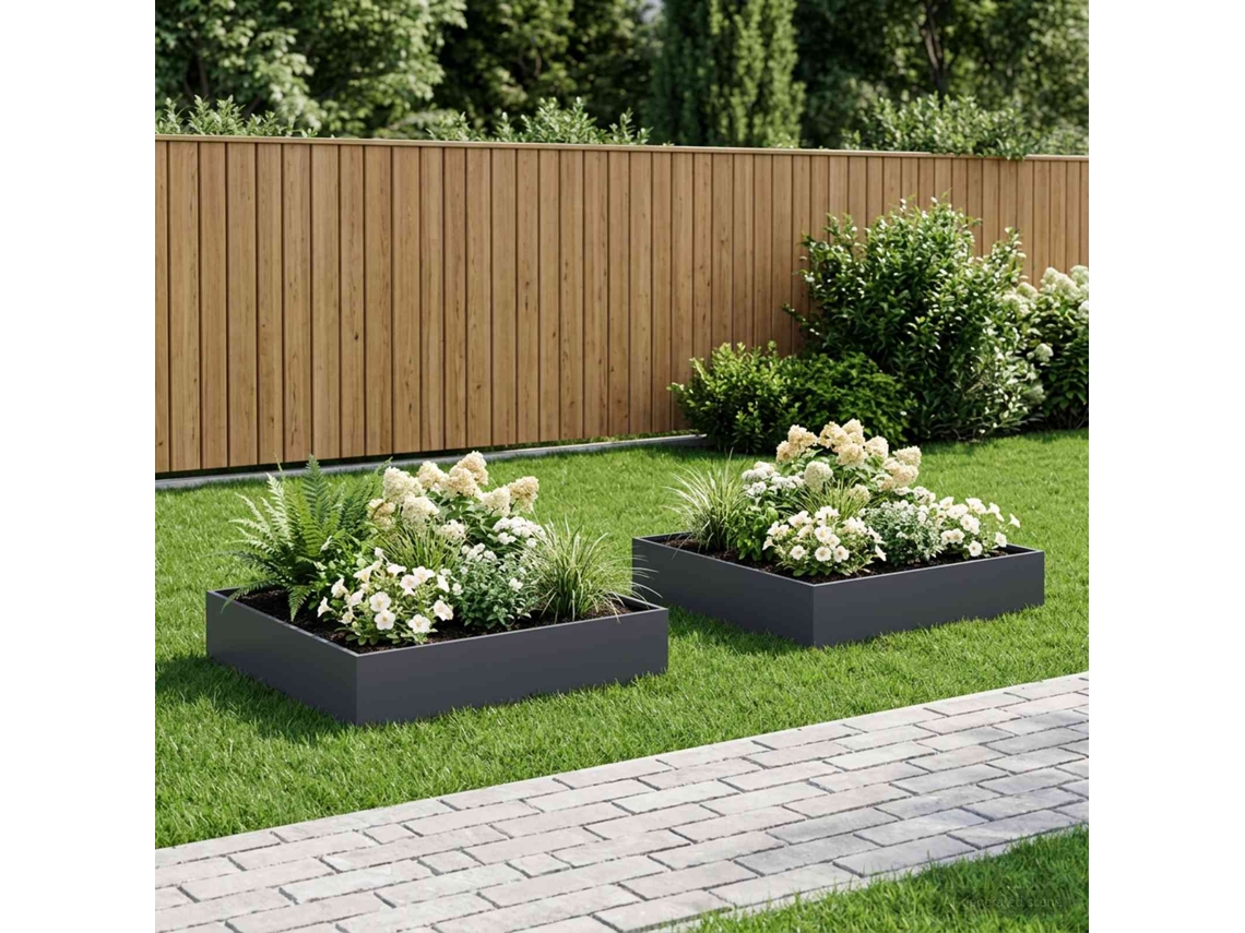 Vidaxl Vaso De Jardim 2 Unid. Antracite 80 X 80 X 20 Cm