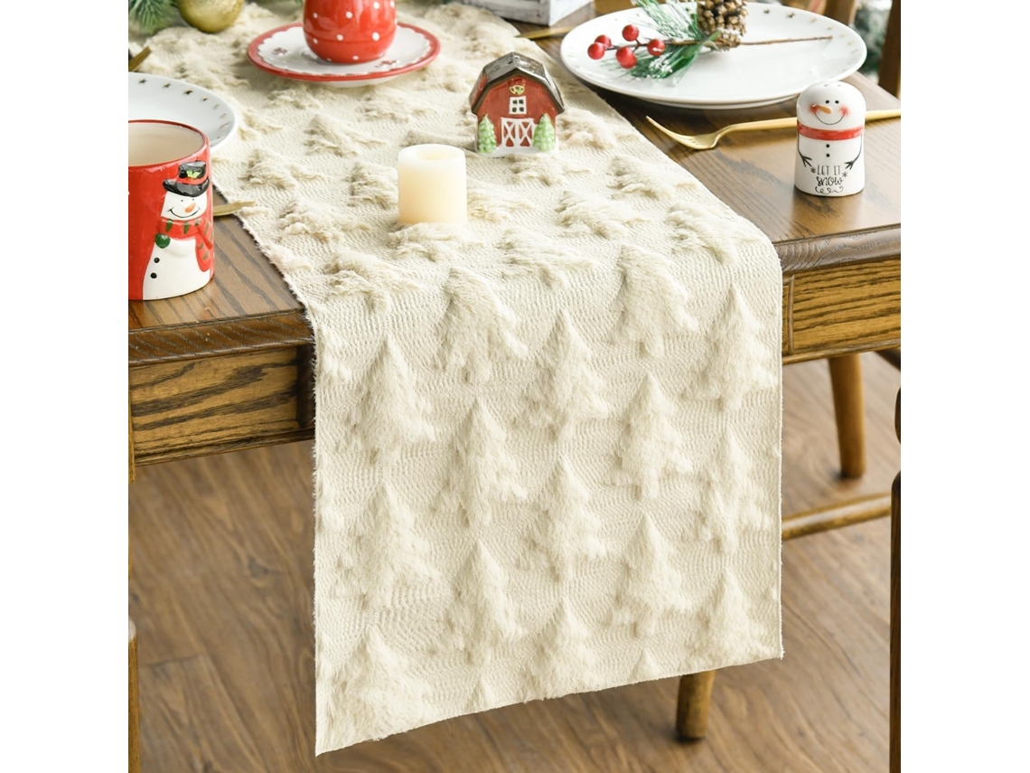 Caminho De Mesa De Natal Com Lantejoulas Em Forma De Ãrvore, Ideal Para A Sala De Estar Ou Sala De Jantar No Ano Novo.