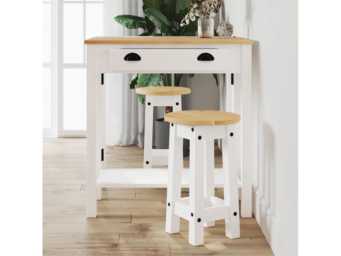 Vidaxl Bancos De Bar 2 Pcs Madeira De Pinho Maciça Branco