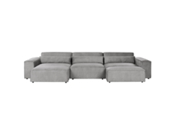 Sofá Modular com Repousa-Pés Estofado de Estilo Minimalista Moderno BELIANI Hellnar de Poliéster Cinzento 364X176X70