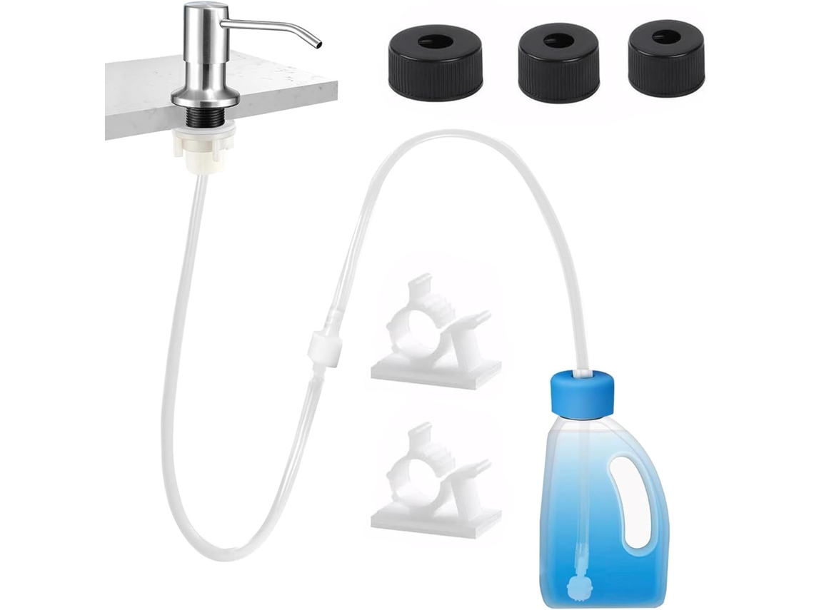 Kit Dispensador De Sabão Para Torneira De Banheiro Com Conjunto De Mangueira