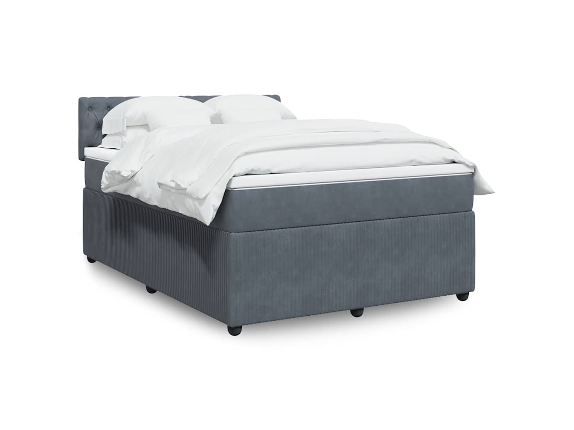 Vidaxl Cama Com Molas/colchão 160x200 Cm Veludo Cinzento-escuro
