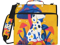 Pasta de 3 Anéis de Cachorros Criaturas Malucas Multicoloridos com Sacolas Extras, Alça, Diversas Bolsas com Zíper, Carteira