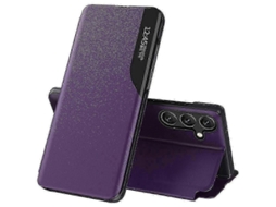 Capa de Couro YURU para Galaxy S25+ com suporte, roxo | S/MARCA