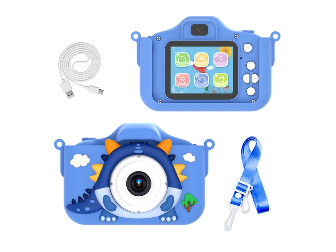 Mini Câmera Digital de Desenho Animado 4800w, Azul Presente de Aniversário YUNZII (câmera Dupla Hd)