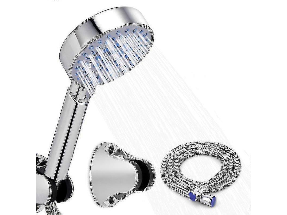 Ducha de Mão com Mangueira e Suporte de Aço Inoxidável Cromado Redondo