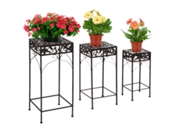 Conjunto de 3 Peças de Suporte para Plantas em Ferro Forjado. 3 Dimensões Ge
