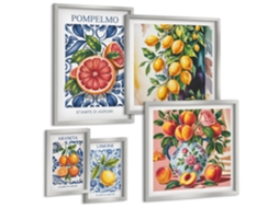 Um Conjunto De Imagens Decorativas Em Uma Moldura Ruas Venezianas Com Água Moldura Prateada Fotos Para O Escritório Espelharte (conjunto De 5 Imagens)