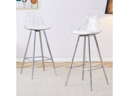 Conjunto De 2 Poltronas Transparentes Com Encosto Translúcido E Estrutura Metálica Prateada.