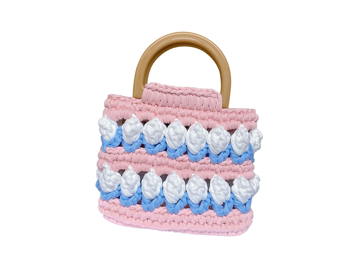 Kit Diy Bolsa Tricot Floral Colorida para Amigos e Família