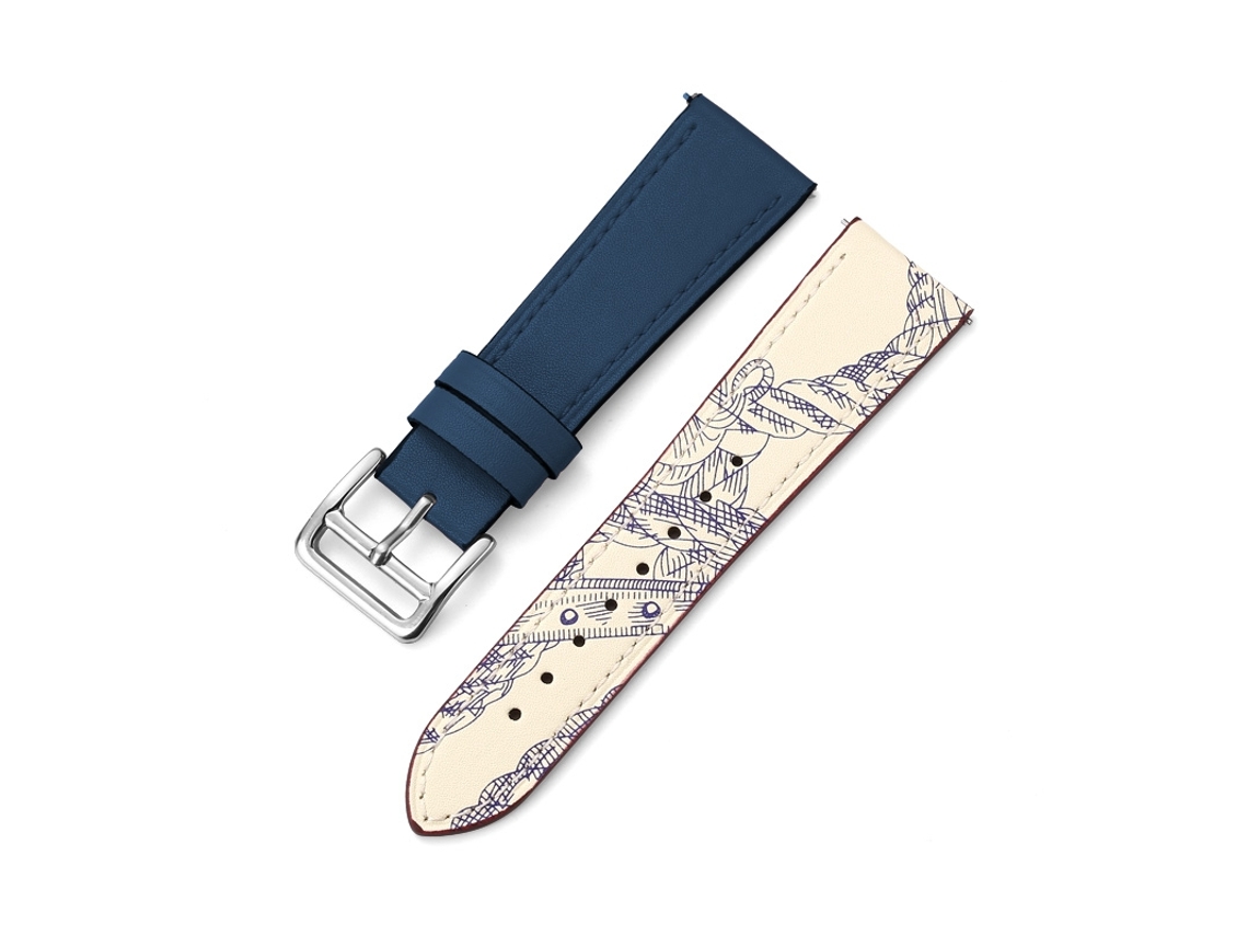 Bracelete de Smartwatch para Huawei Watch GT3 46MM 22mm de couro com fivela de pino de contraste (azul + padrão)