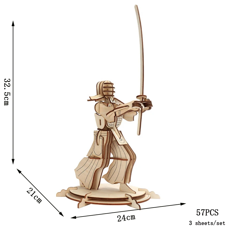 Quebra cabeça 3d de Robô de Madeira, Kit de Montagem 3d para Fazer Você Mesmo MDUG (estilo 1)
