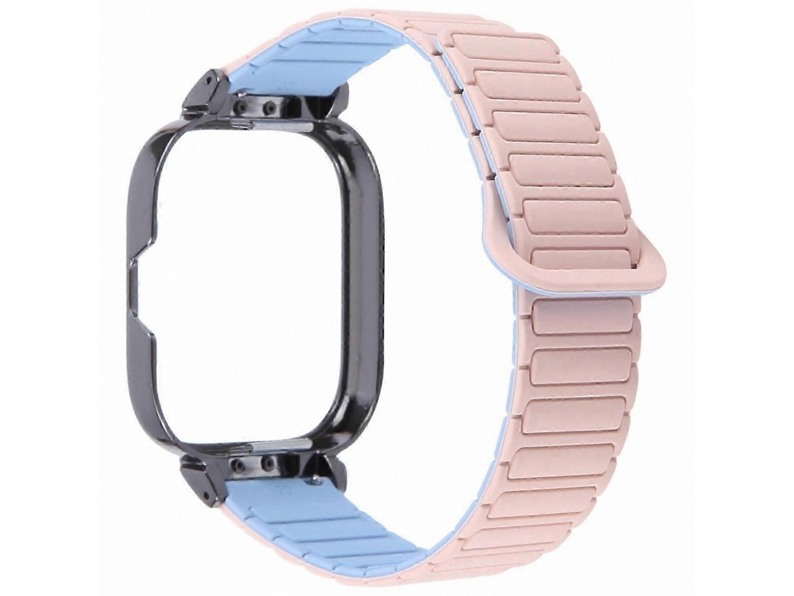 Pulseira Magnética De Silicone Com Estrutura Metálica Preta, Compatível Com Smartwatches.