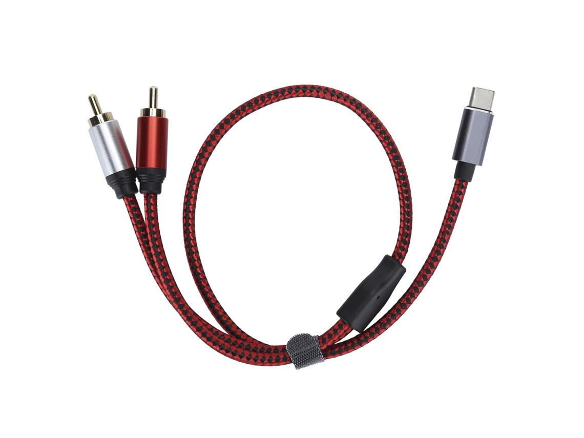 Cabo de Áudio Type c Macho para 2rca Macho com Plating de Ouro 0.5m para Celular Tablet Laptop