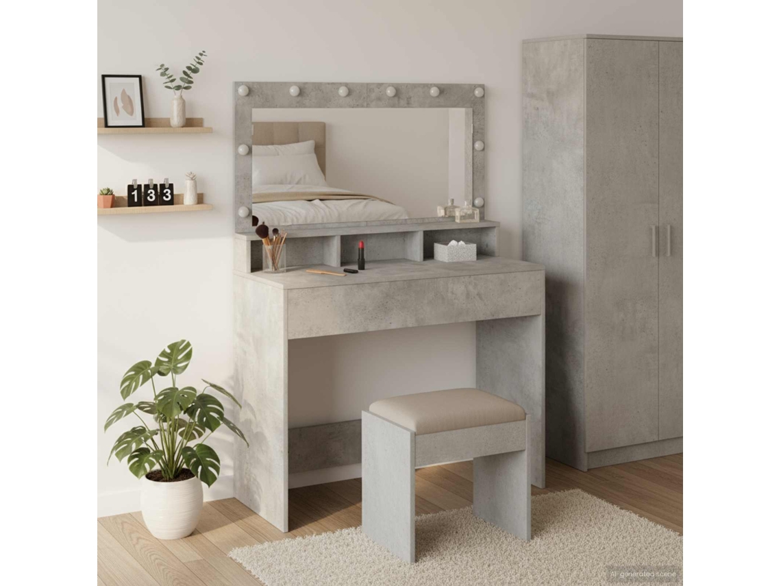 Vidaxl Mesa De Vestir Cinzento 100 X 41 X 135 Cm Derivados De Madeira