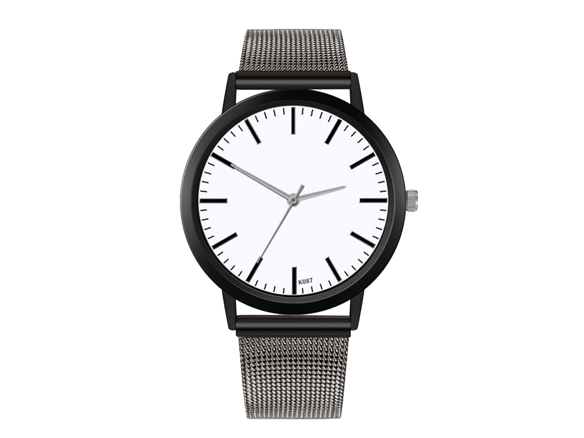 Relógio de pulso analógico de quartzo com pulseira de malha casual simples Zhoulianfa (cinza escuro)