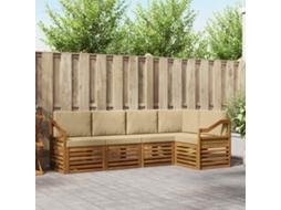 Vidaxl Conjunto De Sofá Sectional Com Almofada 5 Pcs Natural E Bege