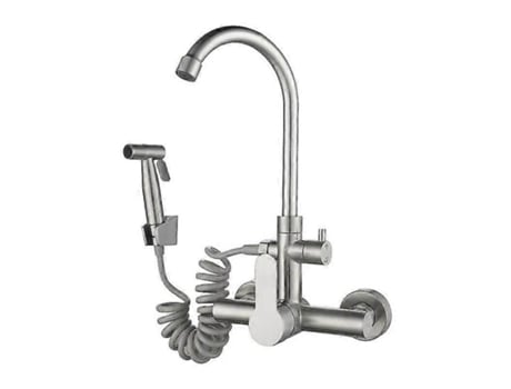 Torneira De Cozinha De Aço Inoxidável Montada Na Parede Com Bico Para Bidê. Digitallab