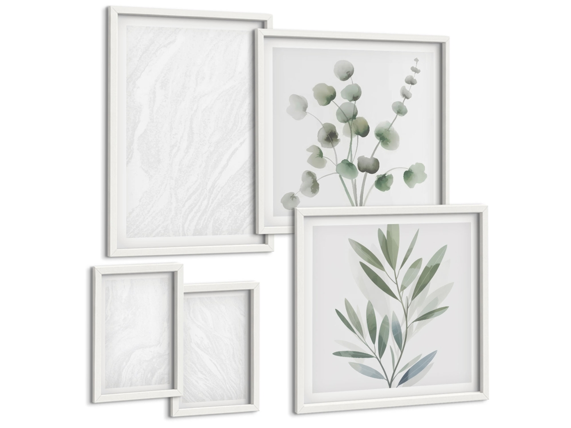 Conjunto De Pinturas Mármore Elegante Estrutura De Galhos Espelharte (5 Peças)