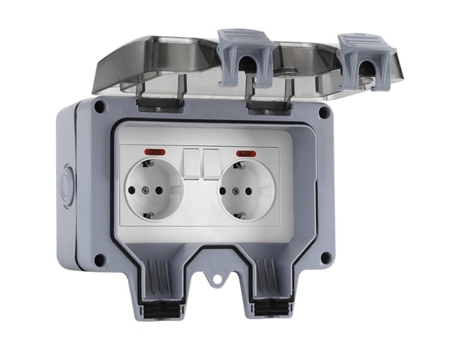 Tomada externa à prova d'água IP66 com interruptor, tomada dupla para cozinha, banheiro, garagem, piscina e jardim. Netboat