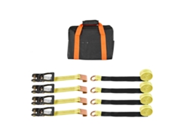 Kit de Amarração Calço Roda 50,8 X 3048 Mm, Correias para com Gancho Plano, Resistência À Ruptura 4540 Kg, Carga Trabalho 1512 Veículos, Preto e