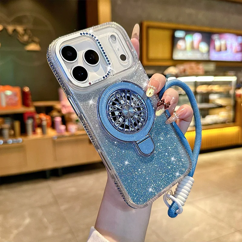 (azul, Iphone 16 Pro Max) Capa Para Celular Com Design Magnético, Suporte, Resistente A Impactos E Acabamento Brilhante.