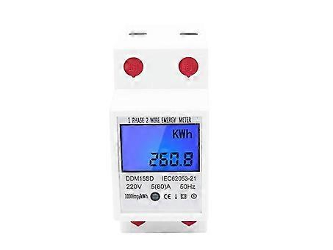 Medidor de eletricidade Brilvibera monofásico, 2 fios, 2 polos, digital, eletrônico, para trilho DIN, kWh