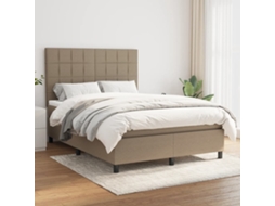 Vidaxl Cama Com Molas/colchão 140x190 Cm Tecido Castanho-acinzentado
