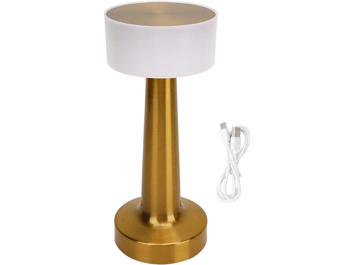 Luminária de mesa LED portátil com carregamento USB, 3 fios, estilo retrô em metal, ideal para quarto infantil e mesa.