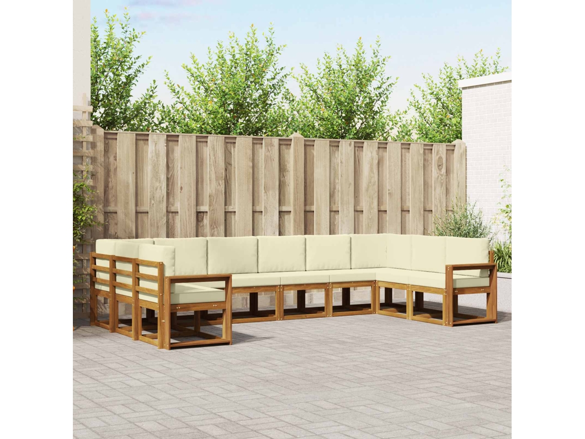 Vidaxl Conjunto De Sofás Para Exterior 10 Unid. Natural E Creme