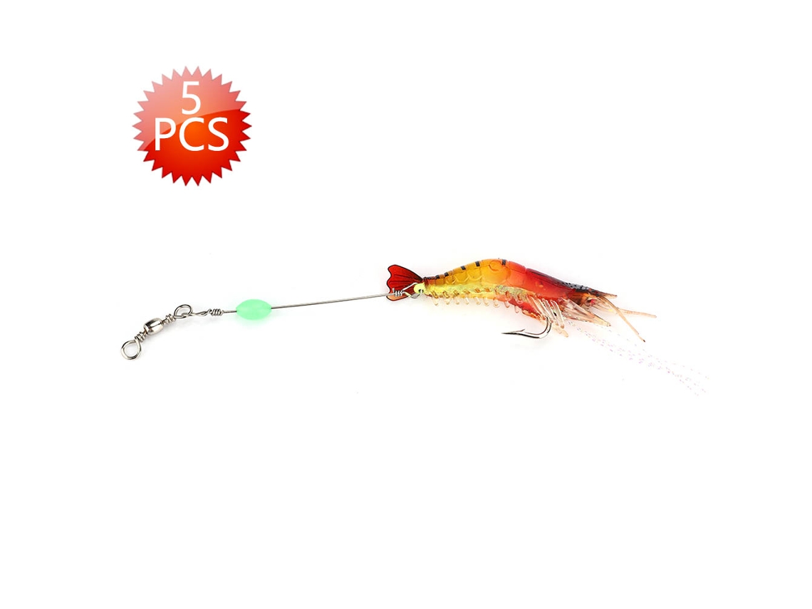 Lure (artificial Bait With Hook, Bionic Fish Lure) Soft Shrimp Balance With Hook Bait Red Head Red Tail