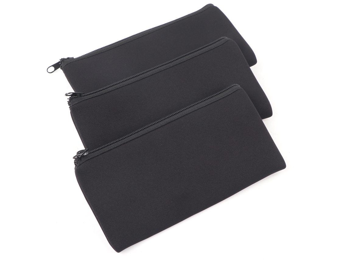 Estojo Multifuncional Com Zíper Frontal, 3 Peças, Em Neoprene, Para Guardar Materiais Escolares Aquaforge (preto)