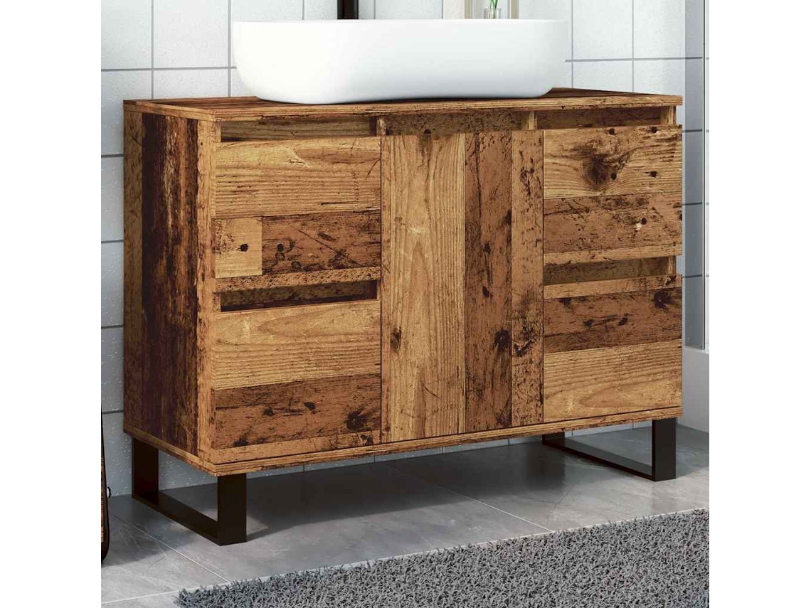 Vidaxl Armário Lavatório Wc 80x33x60cm Derivados Madeira Madeira Velha