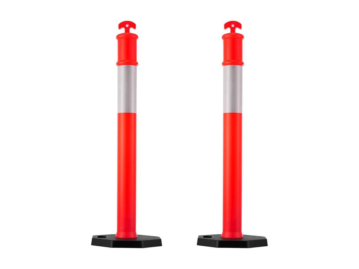 Postes De Trânsito Succebuy 2 Peças 1140 Mm Base Com Peso Faixa Refletora, Vermelho