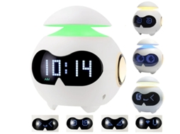Despertador De Presentes 2024 Com Alarme Duplo Emoções Fofas Coluna Bluetooth Luz Noturna Led De Cabeceira Despertador Digital Para Quarto Bestvite