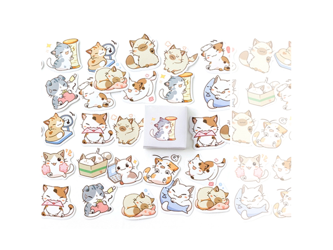 45pcs Pegatinas De Gatos Bonitas Com Adesivo Forte Para Scrapbooking E Manualidades Kawaii